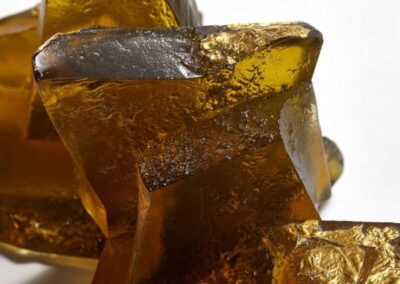 Handmade Glass Sculpture, amber glass, detail