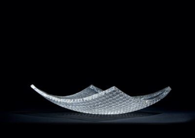 Handmade glass bowl in clear textured glass and gold