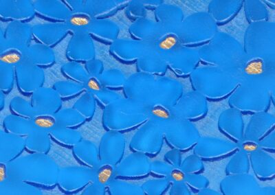 Handmade Blue Glass Bowl with Daisy Print