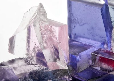 Detail of pinks and lilacs of glass sculpture