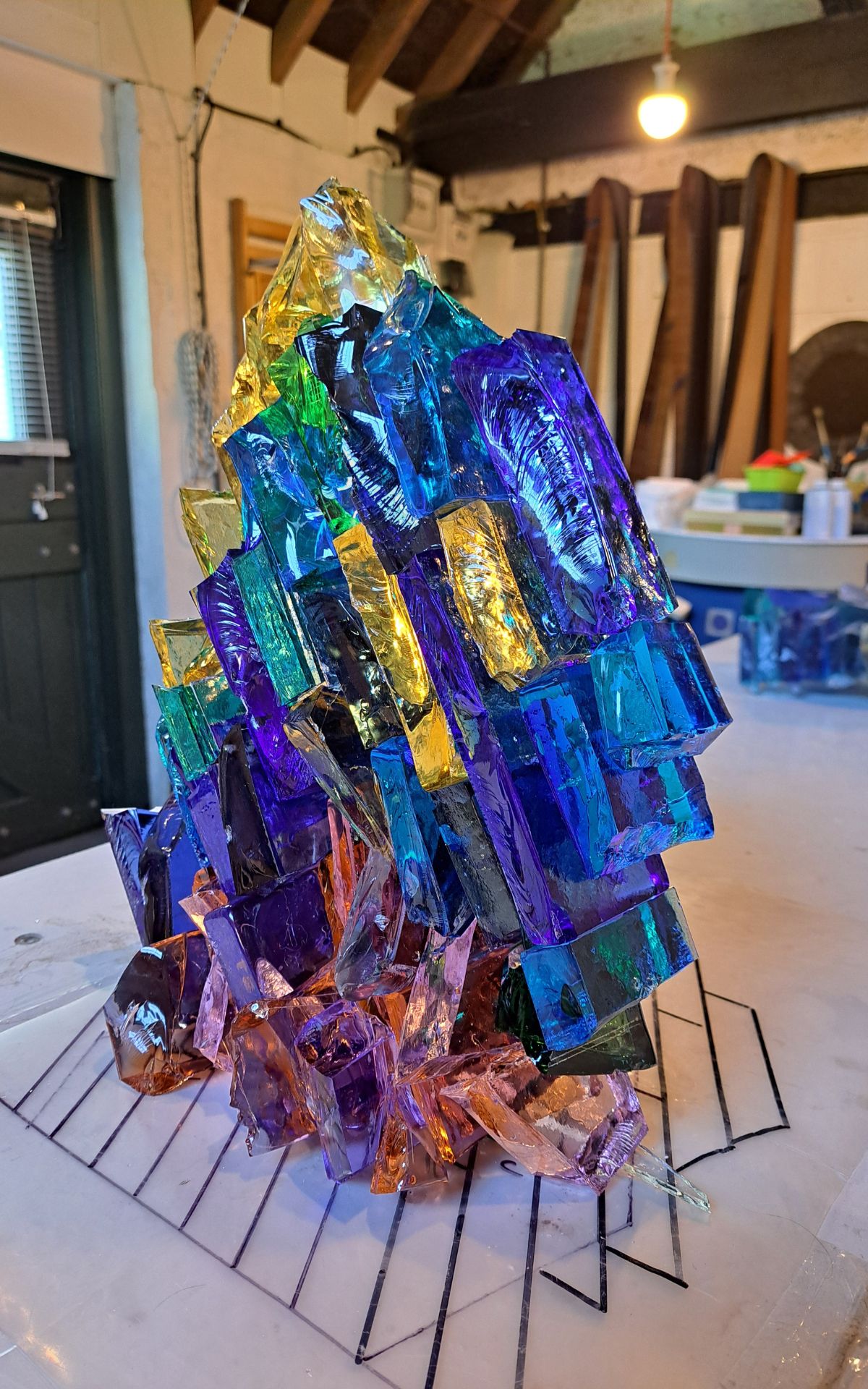 Glass-Artist-Deborah-Timperley-2025-4 Sunlight through water - ready to go in the kiln