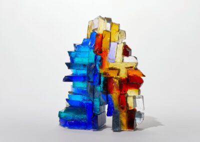 Handmade Art Glass Sculpture, multi coloured, inspired by a harbour on a summer’s dayby International Glass Maker Deborah Timperley