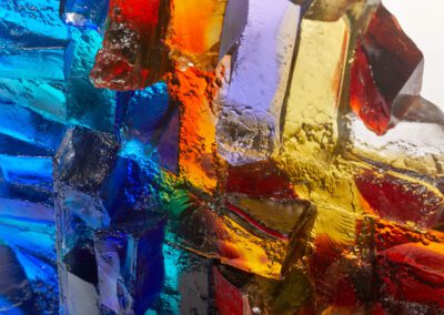 Handmade Art Glass Sculpture inspired by a harbour on a summer’s day, detail, by International Glass Maker Deborah Timperley