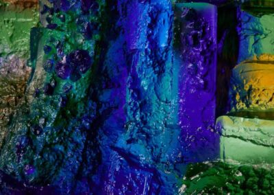 Woodland glade with bluebells in sunshine Landscape glass sculpture by Deborah Timperley.