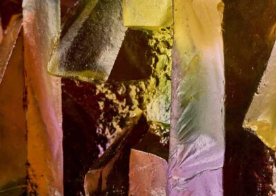 Alpine Waterfall in Crisp Noon Light Glass Landscape Sculpture by Deborah Timperley