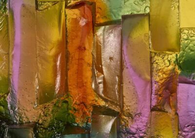 Alpine Waterfall in Crisp Noon Light Glass Landscape Sculpture by Deborah Timperley