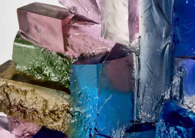 Alpine Waterfall in Crisp Noon Light Glass Landscape Sculpture by Deborah Timperley