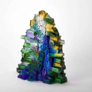 Woodland glade with bluebells in sunshine Landscape glass sculpture by Deborah Timperley.